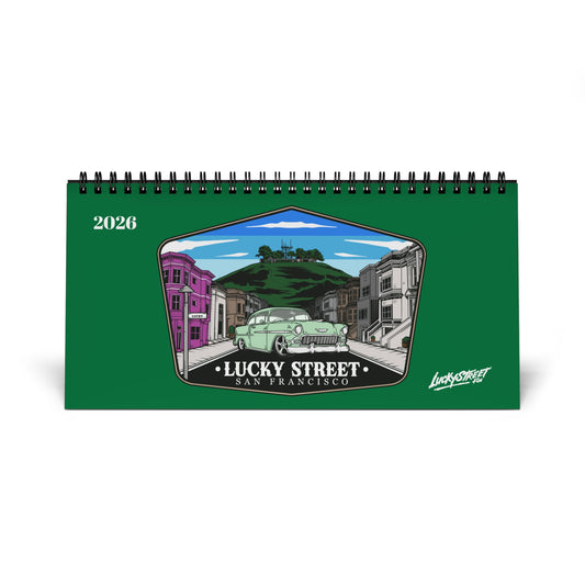 Lucky Street San Francisco Desktop Calendar (2026 grid)