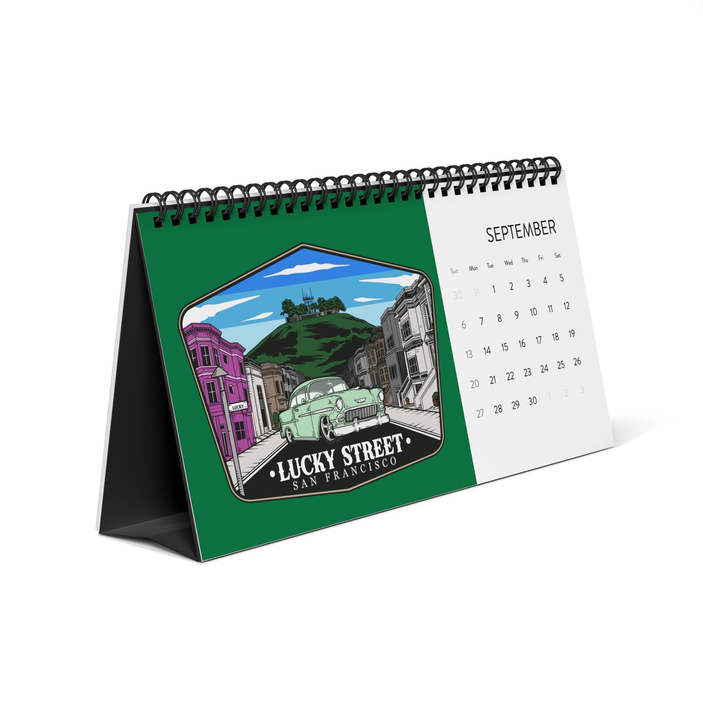 Lucky Street San Francisco Desktop Calendar (2026 grid)