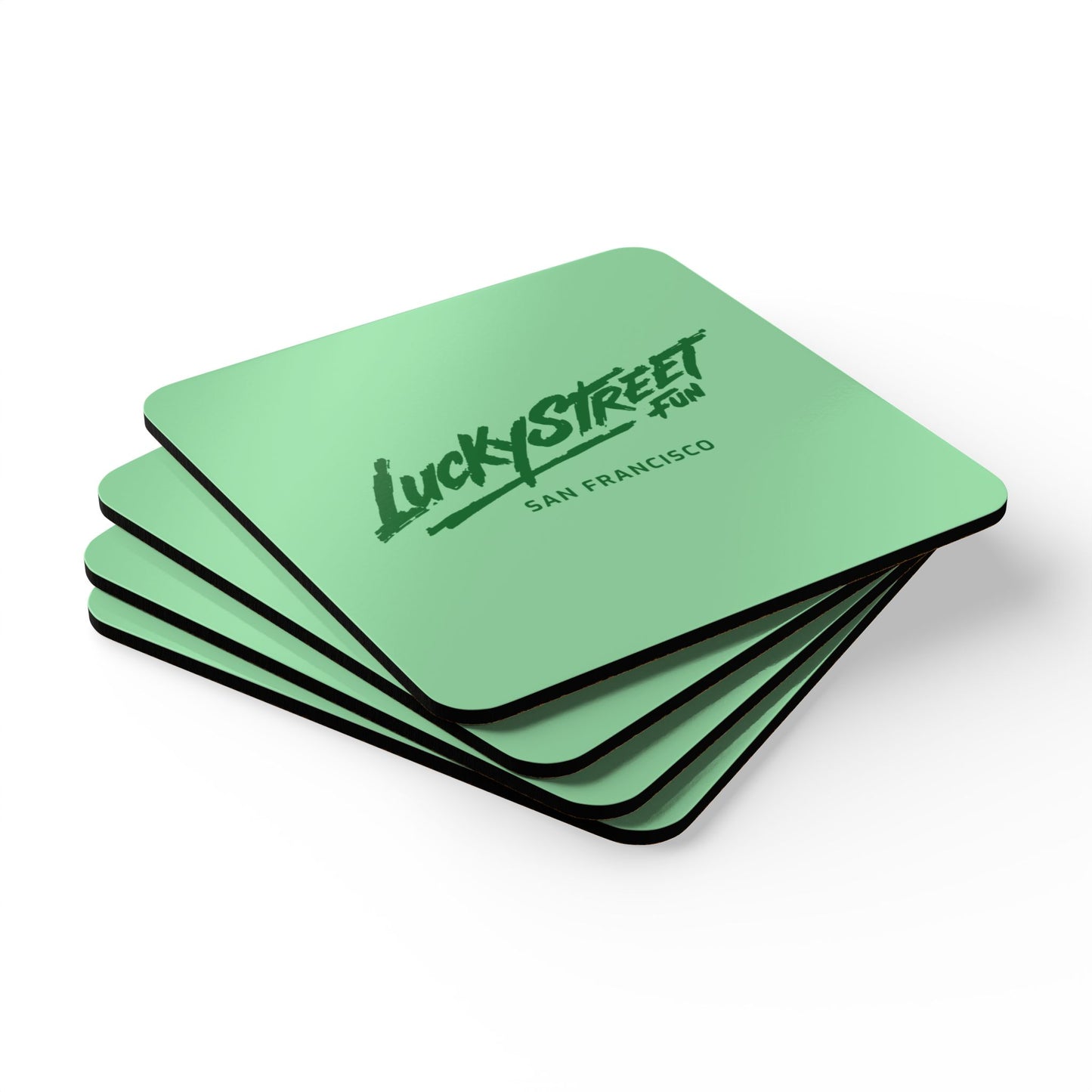 Cork Coaster Set - Luckystreet Fun Logo