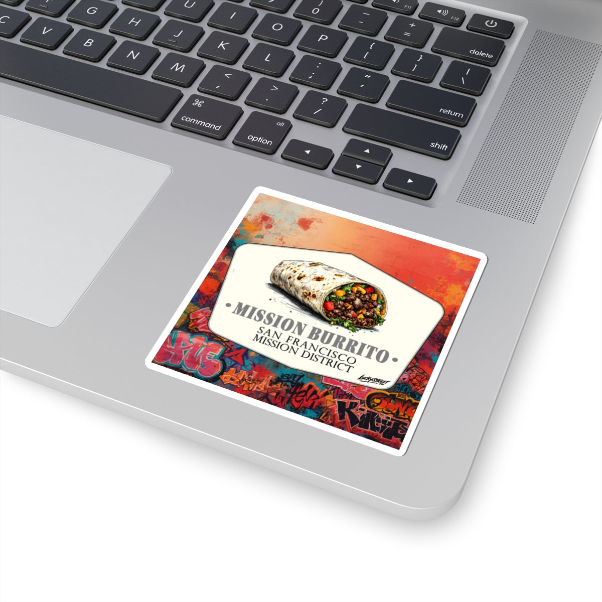 San Francisco Mission Burrito hand-drawn badge design Kiss-Cut Stickers, Fun Sticker